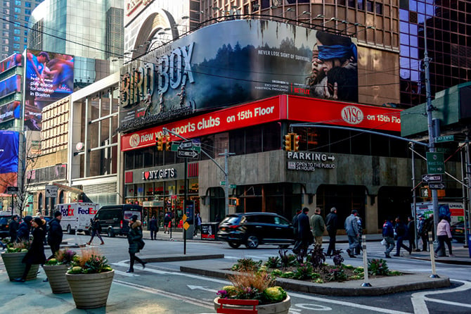 BIrd Box in Times Square
