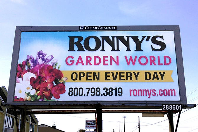 Ronnys Garden World Billboard