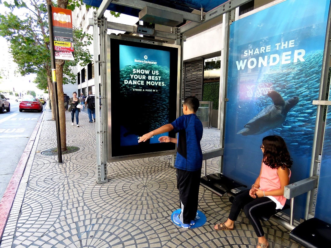 Monterey Bay Aquarium Interactive Bus Shelter Dance Moves