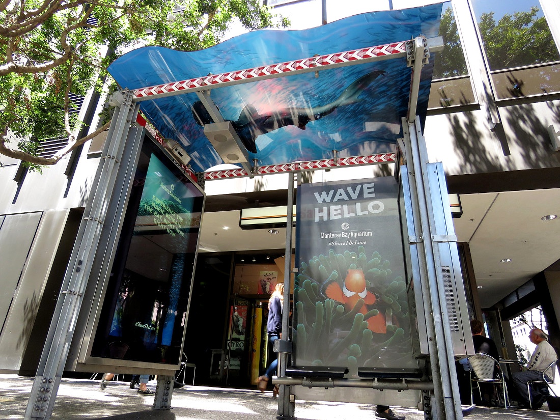 Monterey Bay Aquarium Interactive Bus Shelter Wave Hello